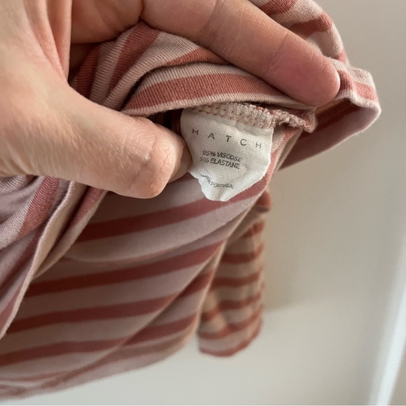 Hatch Maternity Women's Long Sleeve Striped Top in Pink and White - Picture 4 of 5